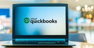 Quickbooks Certified Proadvisor in Hammond, LA by Sensible Services ABC. Image of laptop computer displaying logo of QuickBooks, an accounting software package developed and marketed by Intuit.